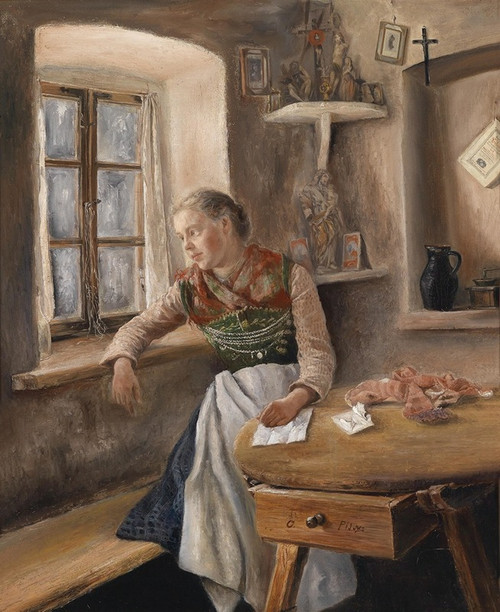 M‚îú√±dchen am Fenster Poster Print by Otto Piltz