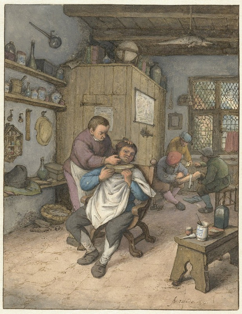 A Barbershop  Poster Print by Adriaen van Ostade
