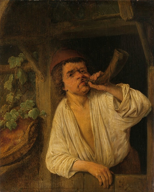 A Baker Sounding his Horn  Poster Print by Adriaen van Ostade