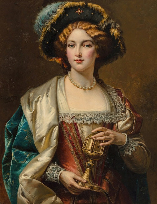 Portrait of a noblewoman Poster Print by Cesare Auguste Detti