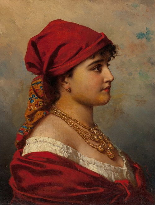 Woman in Red Poster Print by Anton Ebert