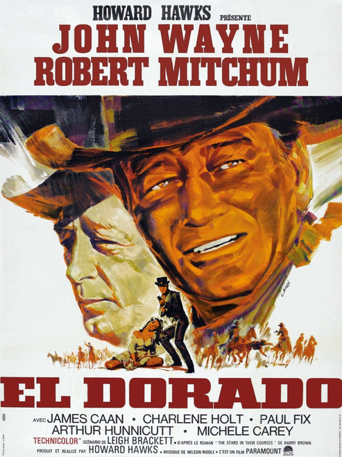 El Dorado L-R: Robert Mitchum John Wayne On French Poster Art 1966. Movie Poster Masterprint