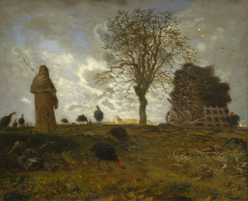 Autumn Landscape With A Flock Of Turkeys Fine Art