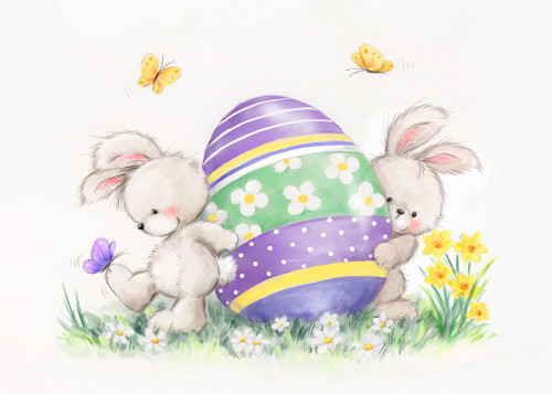 Easter Rabbits and Egg Poster Print - MAKIKO