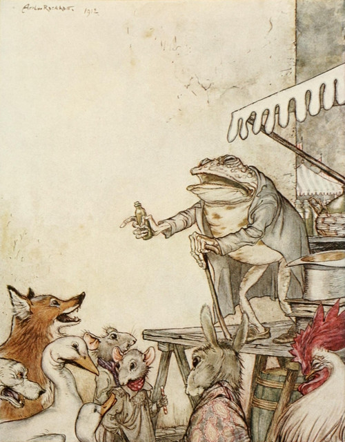 Aesop's Fables 1912 The Quack Frog Poster Print by  A. Rackham