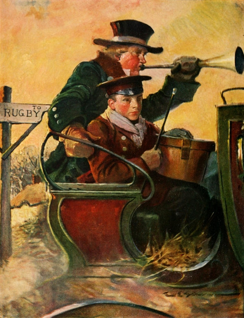 Tom Brown's School Days 1896 Off to school at Rugby Poster Print by  Louis Rhead