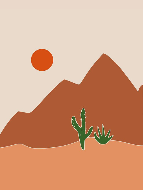 Mountains and Cactus Poster Print - Dean Little