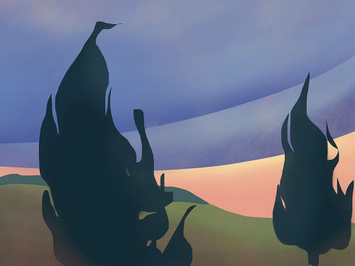Evening Walk Along the Rolling Cloud Poster Print - Dean Little