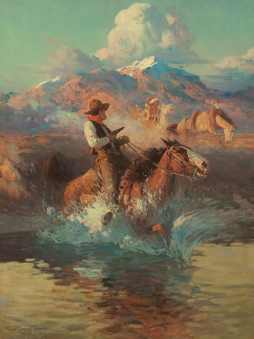 Trouble on the Pony Express Poster Print - Frank Tenney Johnson