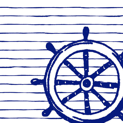 Blue Nautical on Stripes IV Poster Print - Patricia Pinto