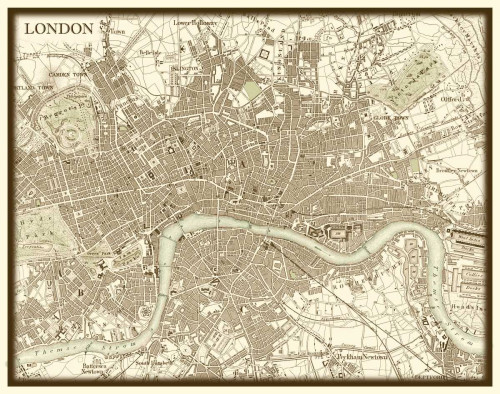 Sepia Map of London Poster Print - Studio Vision
