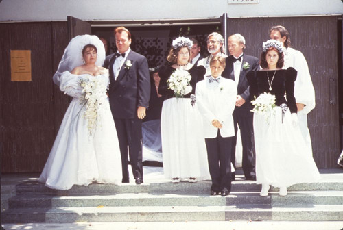 Tom & Roseanne Arnold With Wedding Party On Steps Photo Print - Item # CPA1656