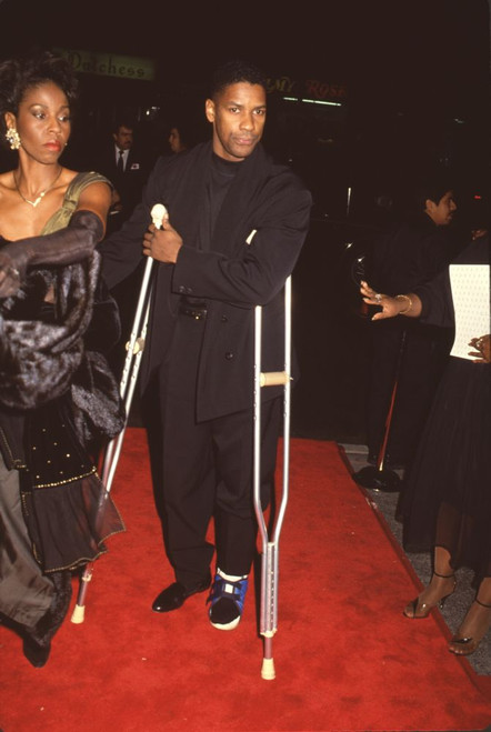 Denzel Washington On Crutches On Red Carpet Photo Print