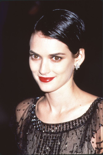 Winona Ryder Close Up In Black And Sheer Sequin Dress At Vanity Fair Oscar Party Photo Print - Item # CPA3486