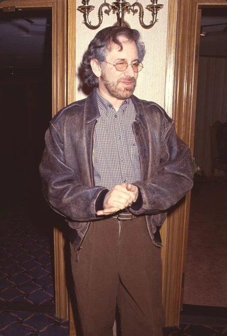Steven Spielberg In Brown Pants And Brown Leather Jacket Photo Print