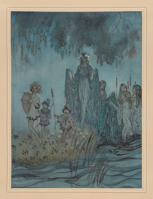 Milton‚Äôs ‚ÄòComus‚Äô. Sabrina rises  Poster Print by Arthur Rackham