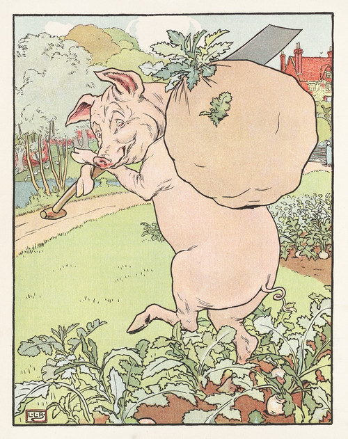 A pig in the garden  Poster Print by Leonard Leslie Brooke