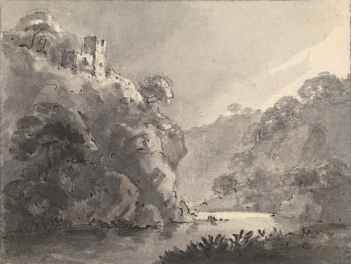 Landscape with Castle on a Hill at Left  Poster Print by William Gilpin