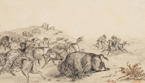 The Buffalo Hunt Poster Print by Karl Bodmer
