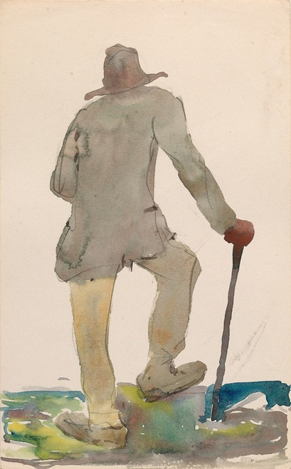 A Man with a Walking Stick Poster Print by Michael Healy