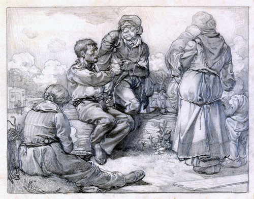 A group of beggars Poster Print by Johannes Josephus Aarts