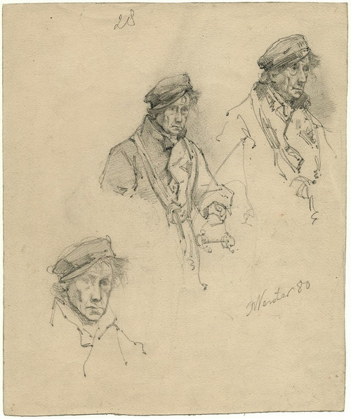 Man with cap and coat: three studies  Poster Print by Floris Verster