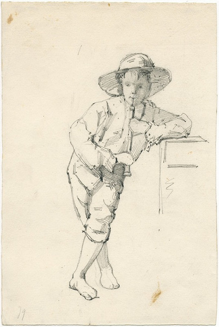 Boy playing an oboe  Poster Print by Floris Verster