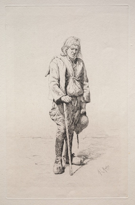 Man with Walking Stick Poster Print by Mortimer Menpes