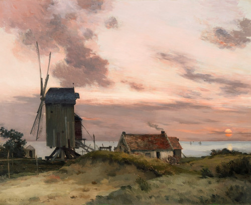Windmill on a Beach  Poster Print by Jean Charles Cazin
