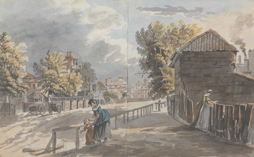 Figures on a Street Poster Print by James Miller