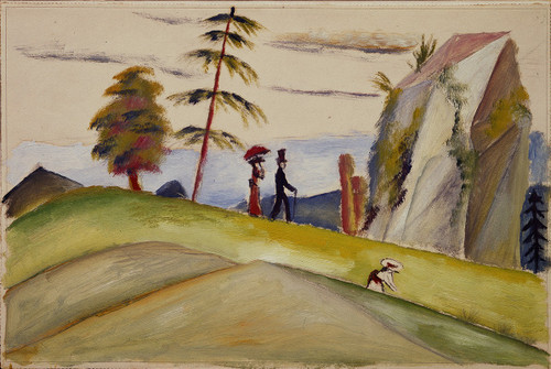 Strollers in a Rocky Landscape  Poster Print by August Macke