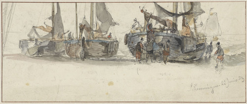 Vissersboten op het strand van Scheveningen  Poster Print by Willem Roelofs