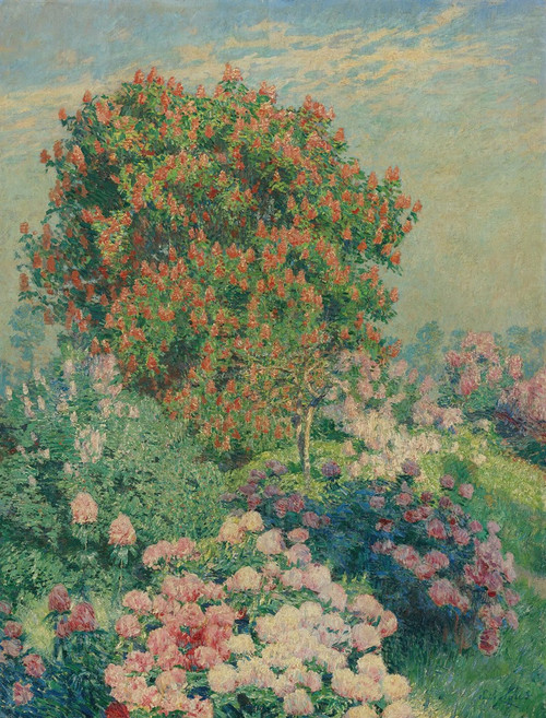 The flower garden in may Poster Print by Emile Claus