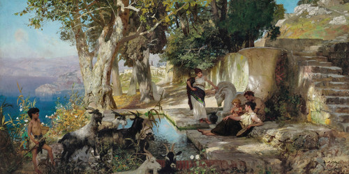 At the Fountain Poster Print by Henryk Siemiradzki