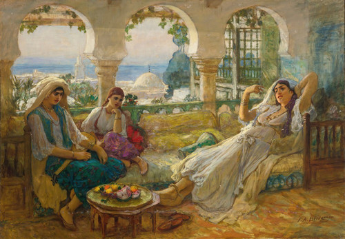 On The Terrace Poster Print by Frederick Arthur Bridgman