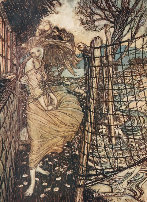 Undine 1909 Undine  by window Poster Print by  A. Rackham