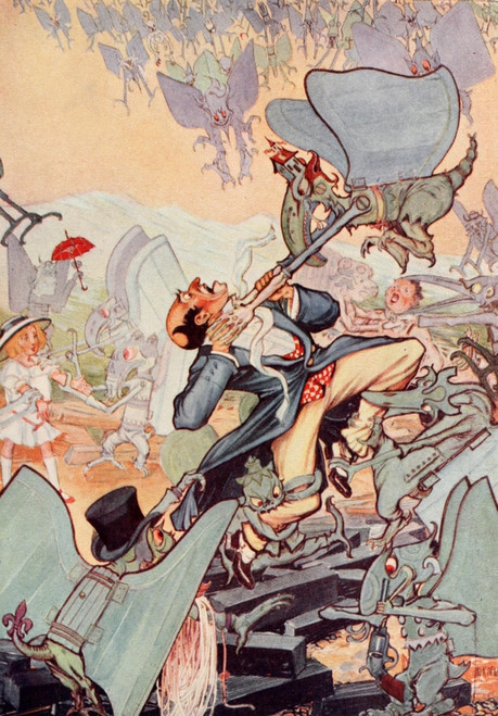 Dorothy & the Wizard in Oz 1908 Fight with the Gargoyles Poster Print by  John R. Neill - Item # VARPPHPDA70798