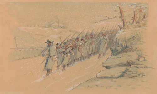 Return from picket duty, Green River, Kentucky, February 1862  Poster Print by Adolph Metzner