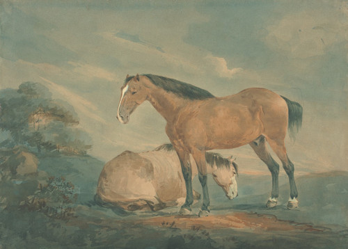 Two Bay Horses in a Landscape Poster Print by Sawrey Gilpin