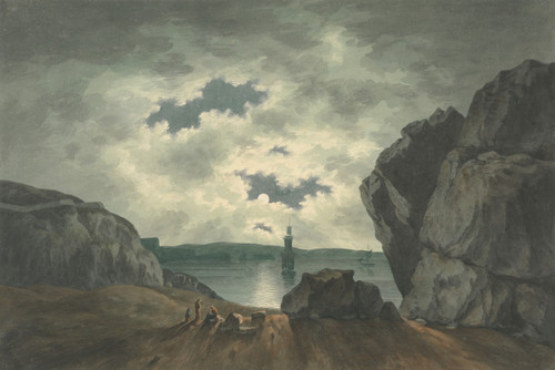 Bay Scene in Moonlight  Poster Print by John Warwick Smith