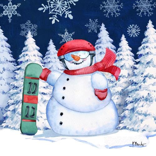 Icy Snowman II - Navy Poster Print - Paul Brent