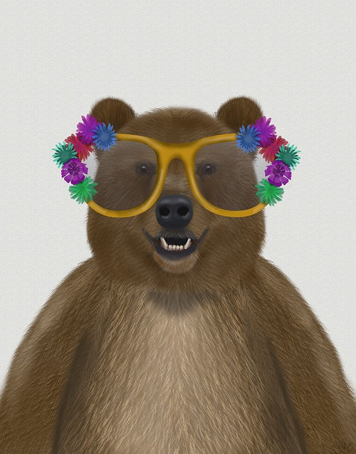 Bear and Flower Glasses Poster Print - Funky Fab