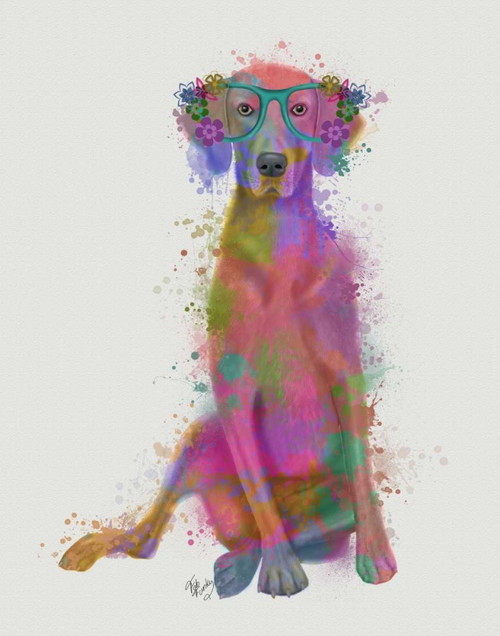 Rainbow Splash Weimaraner, Full Poster Print - Funky Fab