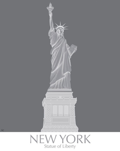 New York Statue of Liberty Monochrome Poster Print - Funky Fab