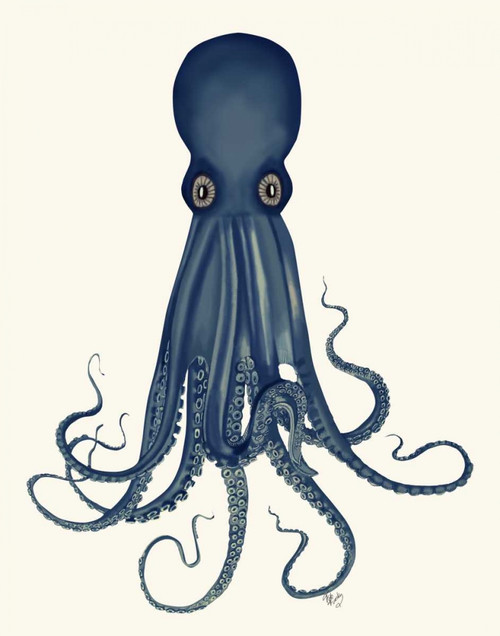 Octopus 8, Blue Poster Print - Funky Fab