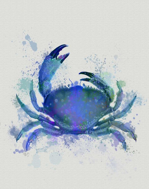 Crab 1 Blue Rainbow Splash Poster Print - Funky Fab