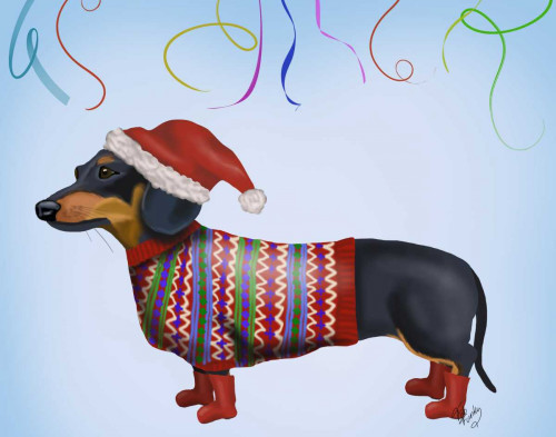 Christmas Dachshund Poster Print - Funky Fab