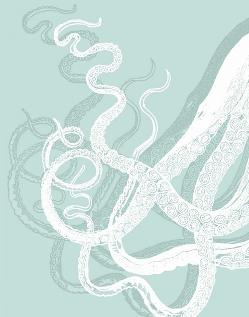 White Octopus on Seafoam c Poster Print - Funky Fab
