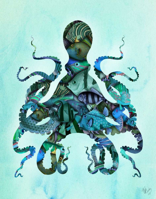Blue Fishy Octopus Poster Print - Funky Fab
