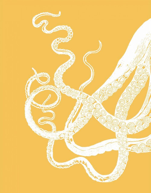 Octopus Tentacles White On Mustard Poster Print - Funky Fab